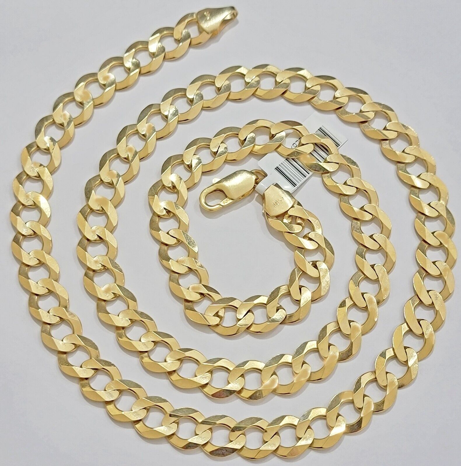 10K Solid Yellow Gold 10mm Cuban Curb Link Chain Necklace 24 Inch Men, Real 10kt