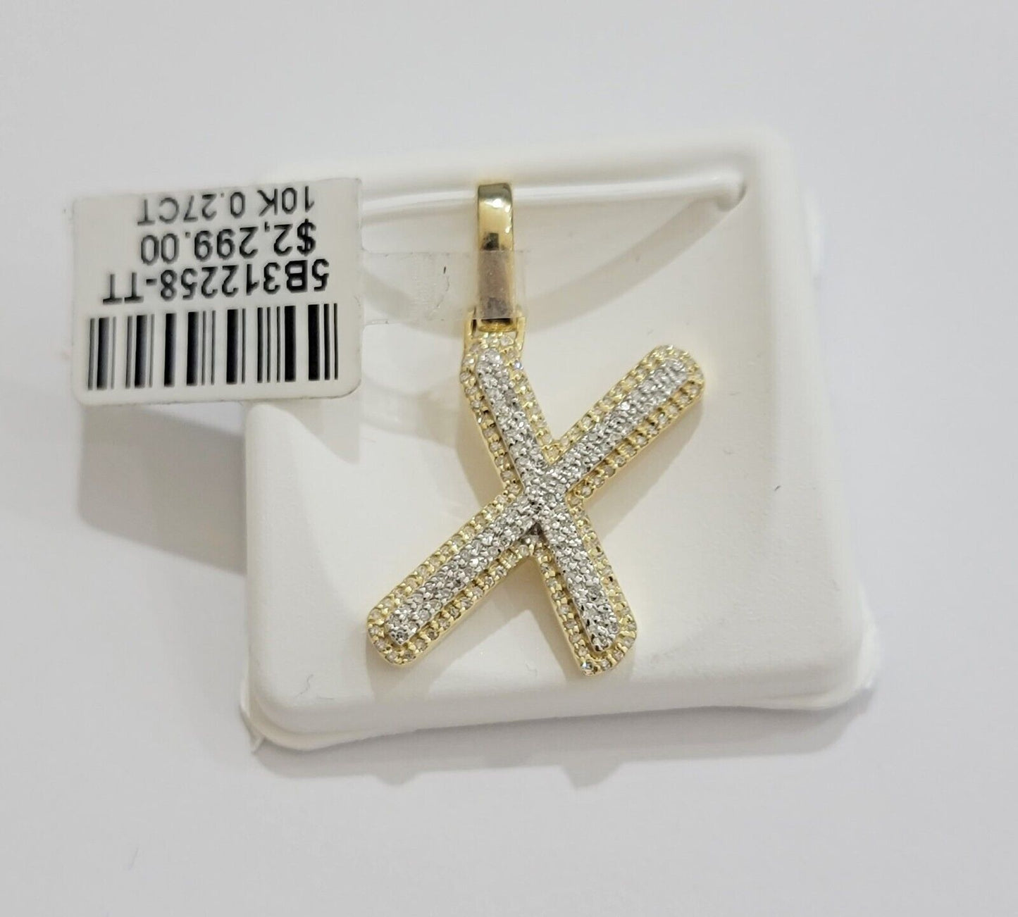 10k Gold Pendant Natural Diamond Initial Charm A-Z Alphabet 10K Yellow Gold REAL