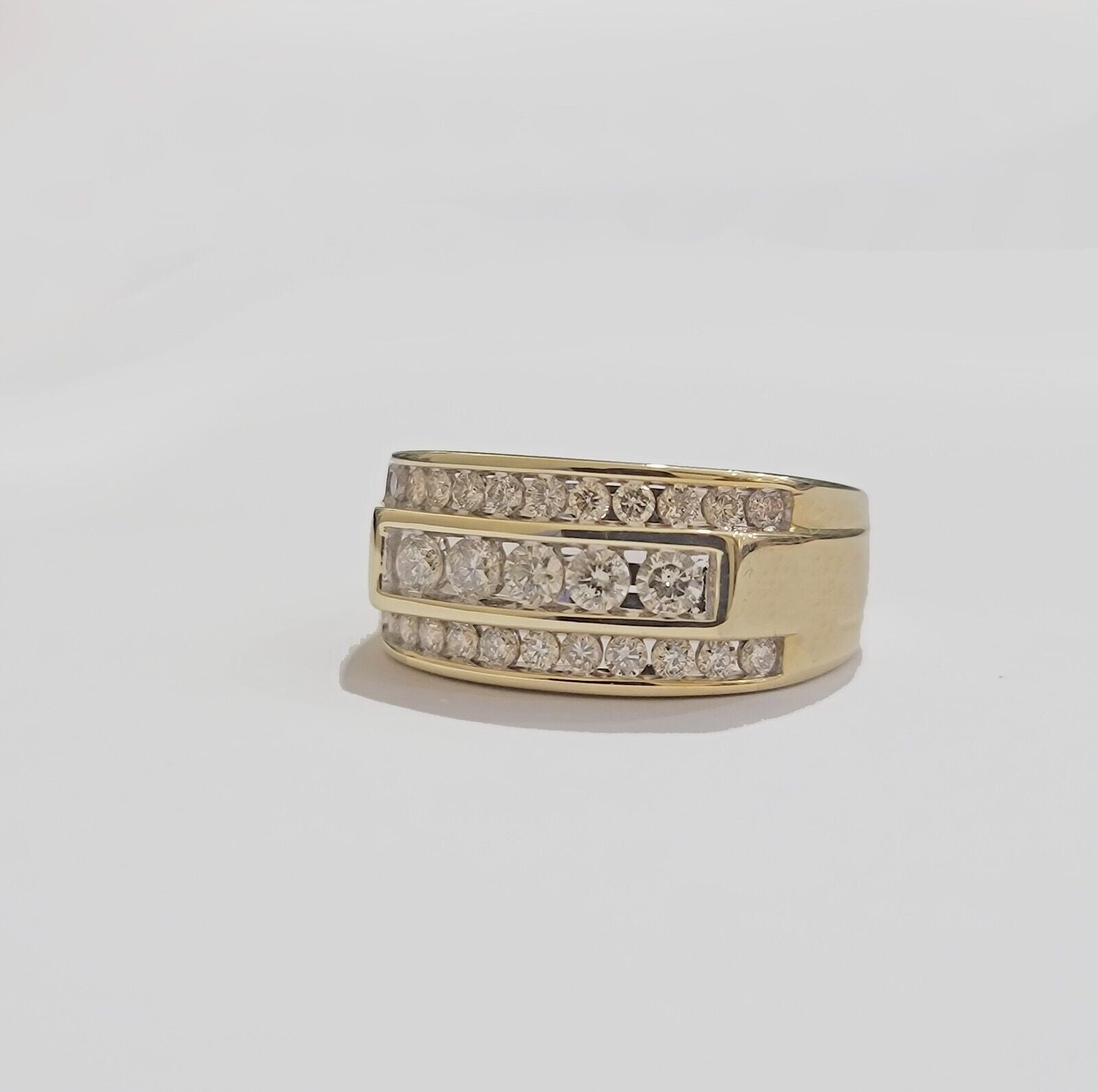 Real 10k 1CT Diamond Ring Men Band Natural Diamonds and Genuine 10kt Yellow Gold