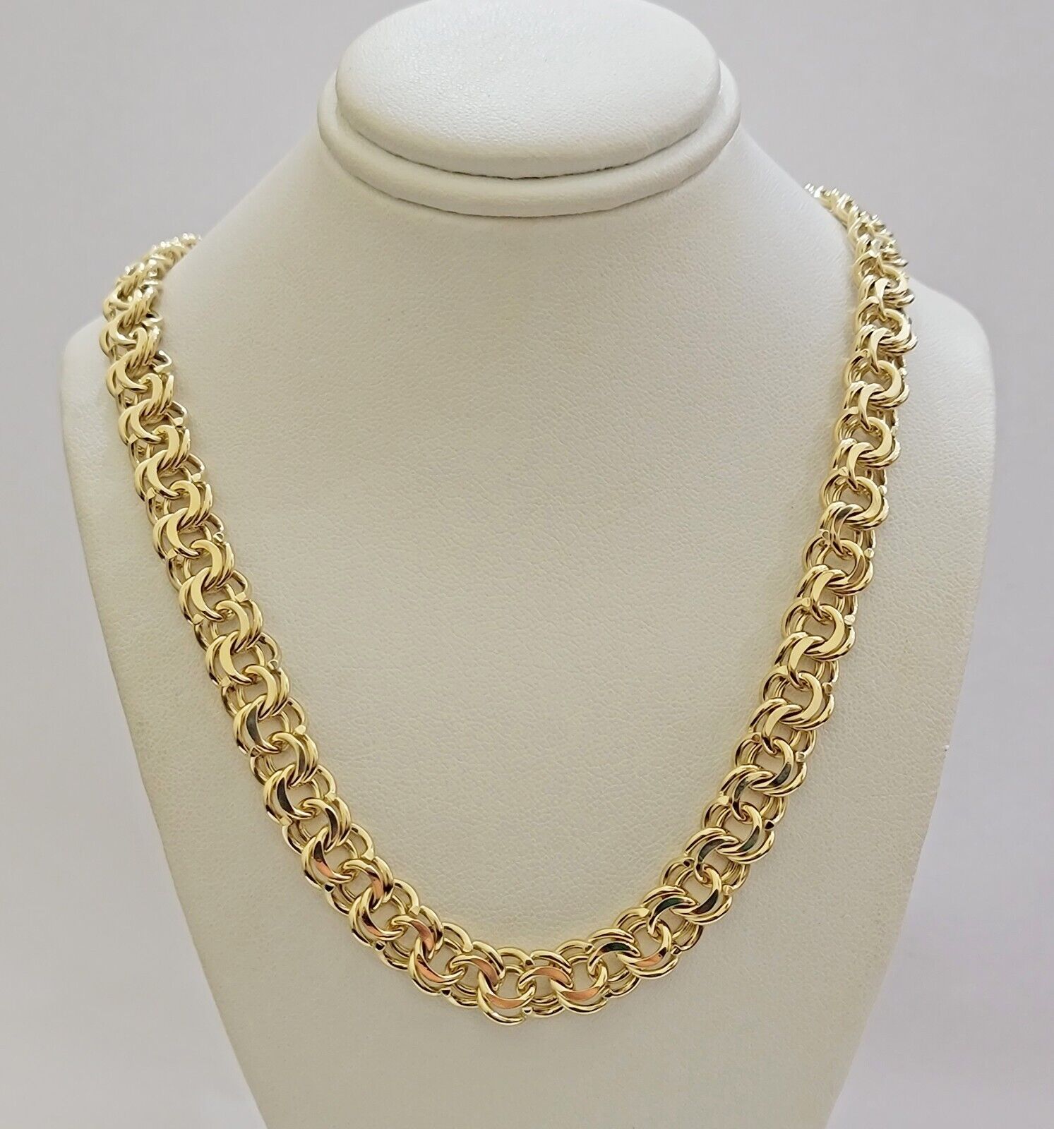 10k Yellow Gold Chain Chino Necklace Solid Link 9mm 20 Inch Real 10kt Box Clasp