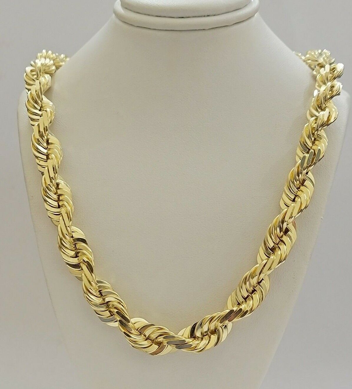 14mm Solid 10k Yellow Gold Rope Chain Necklace 28" Inch Mens Thick & Heavy Shiny