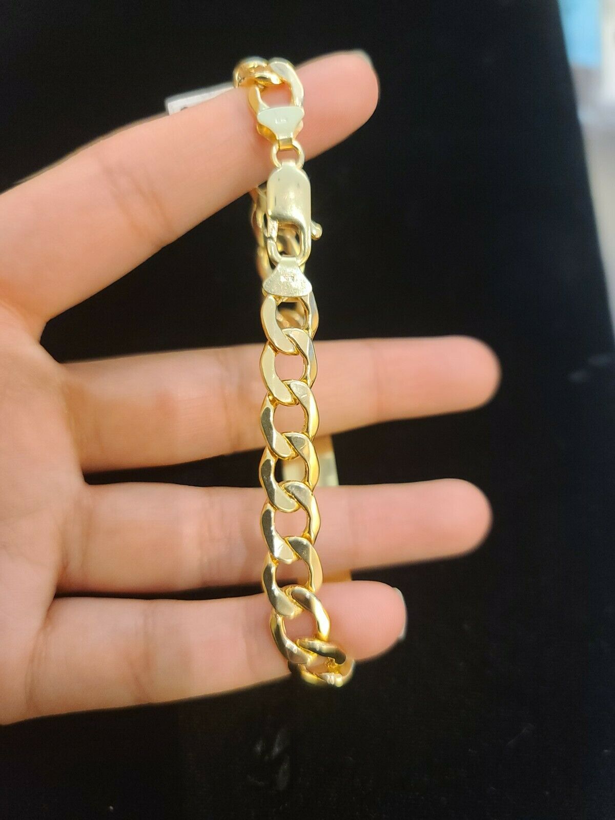 Men's 10K Gold Cuban Link Bracelet ID 8mm 9"  Lobster Lock REAL 10KT