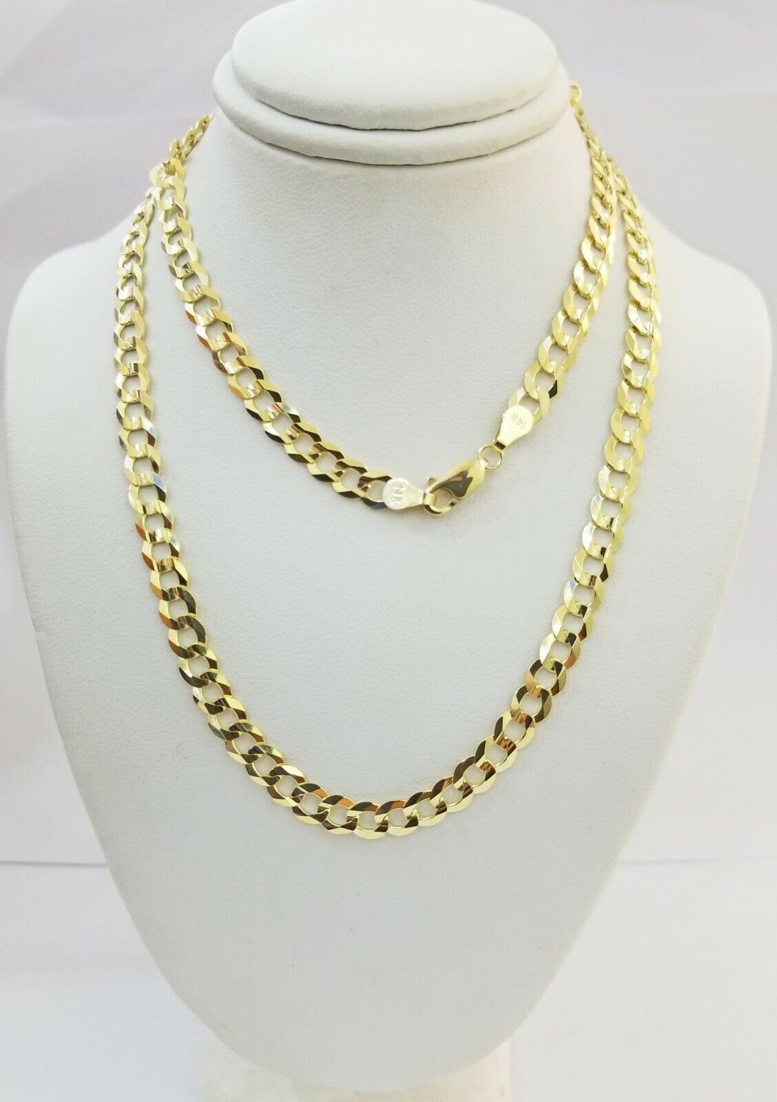 Solid 14K Yellow Gold Necklace Bracelet 3mm-10mm Curb Chain Cuban Link  7"- 30"