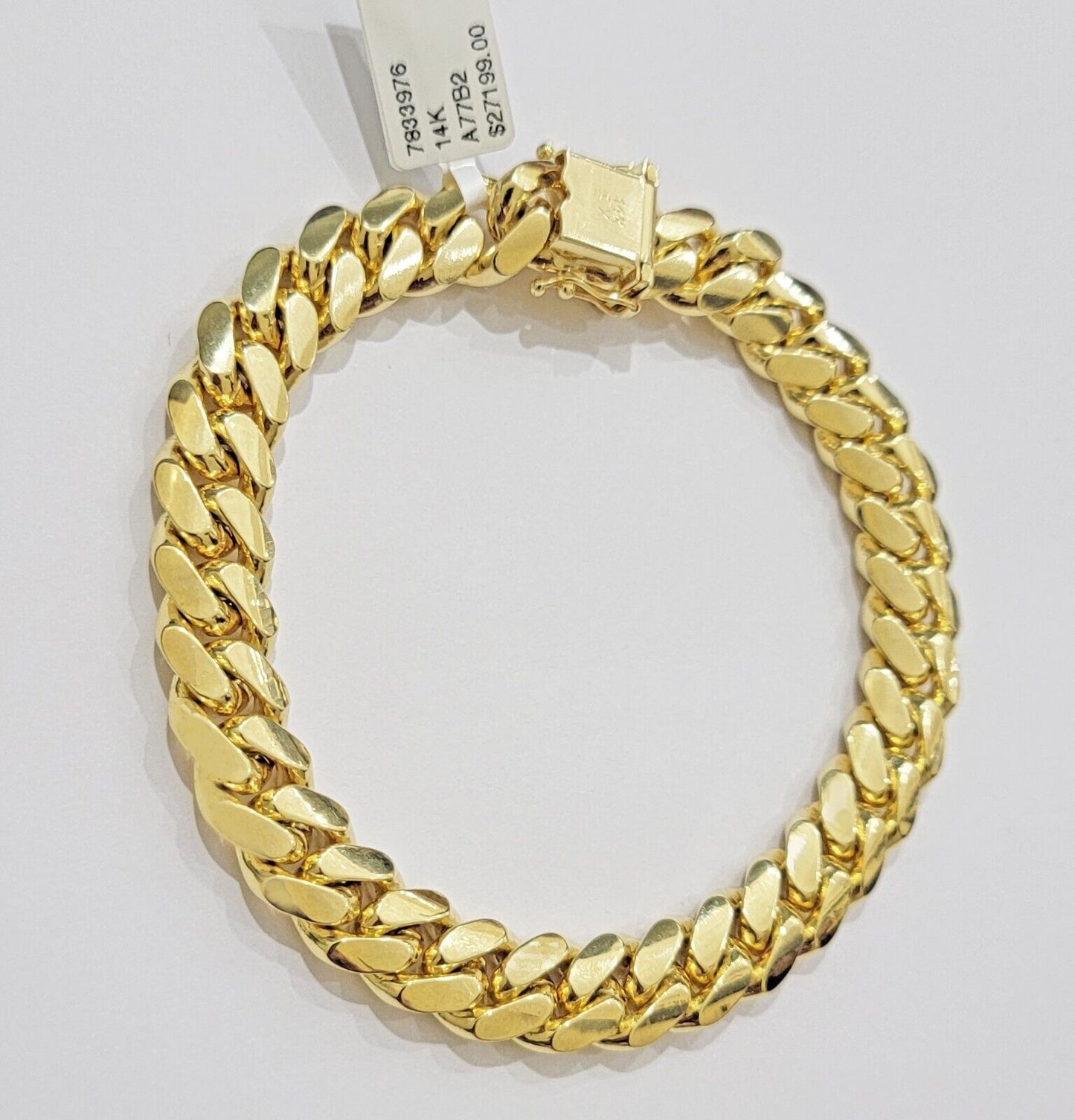 14k Yellow Gold Bracelet 7Inch Solid 10mm Miami Cuban Link Real 14kt SOLID HEAVY