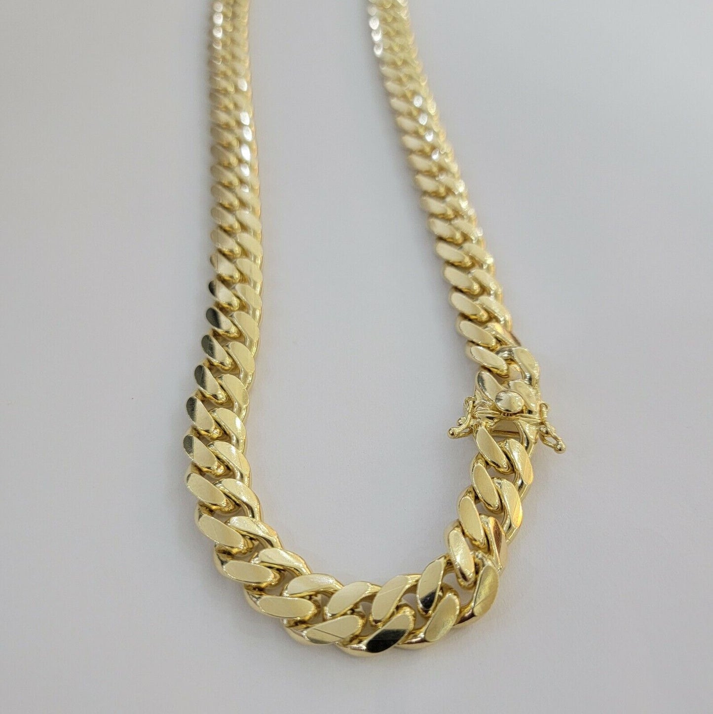 Solid 10k Gold Chain Cuban Link Necklace 10mm 24" Inch Men's Box Lock REAL 10kt