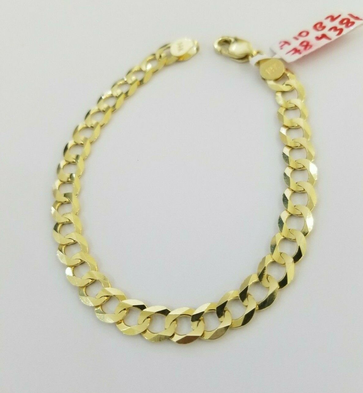 REAL 14k Gold Bracelet Cuban link 8" SOLID 7.5mm 14kt Yellow Gold Diamond Cut