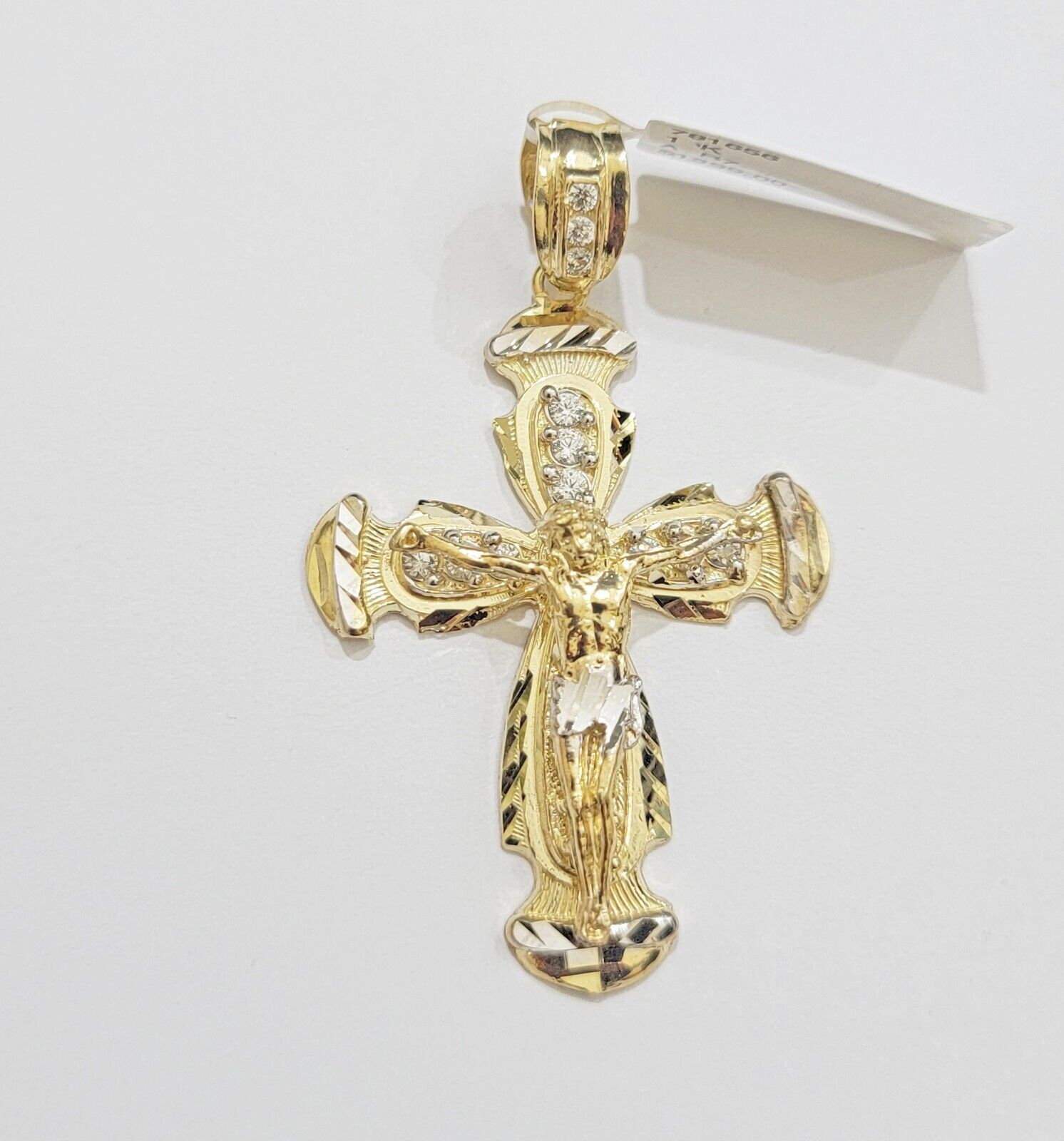 Real 10k Yellow Gold Cross pendant With Rope Chain Necklace 5mm 20