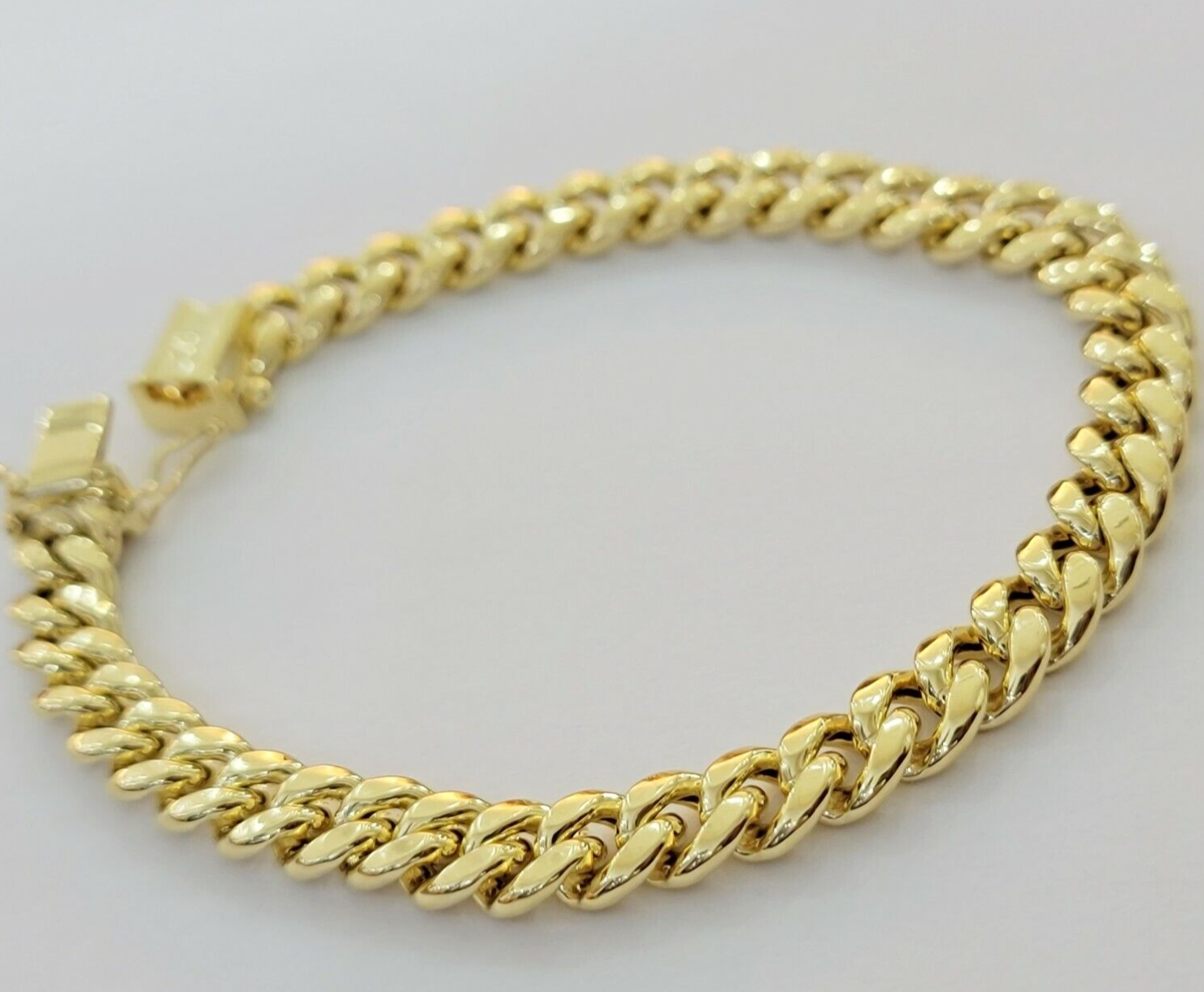 Real 14k Gold Bracelet 8mm 7 inch Miami Cuban Link Box Clasp Strong 14KT LADIES