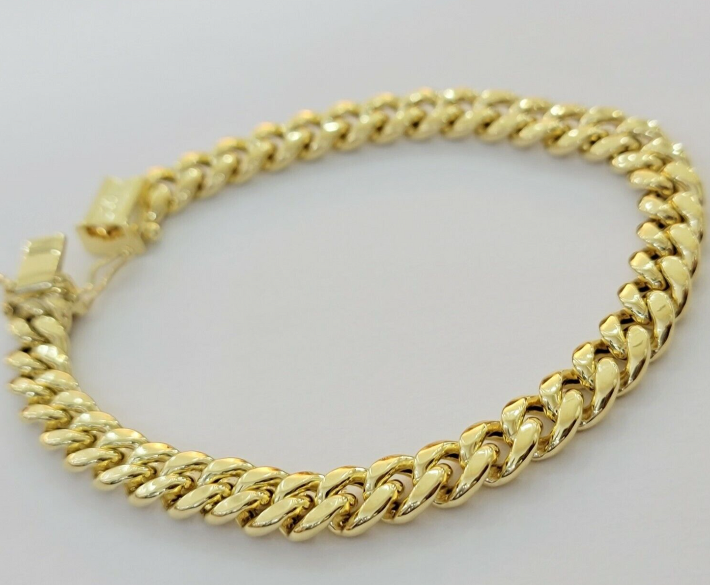 Real 14k Gold Bracelet 8mm 7 inch Miami Cuban Link Box Clasp Strong 14KT LADIES