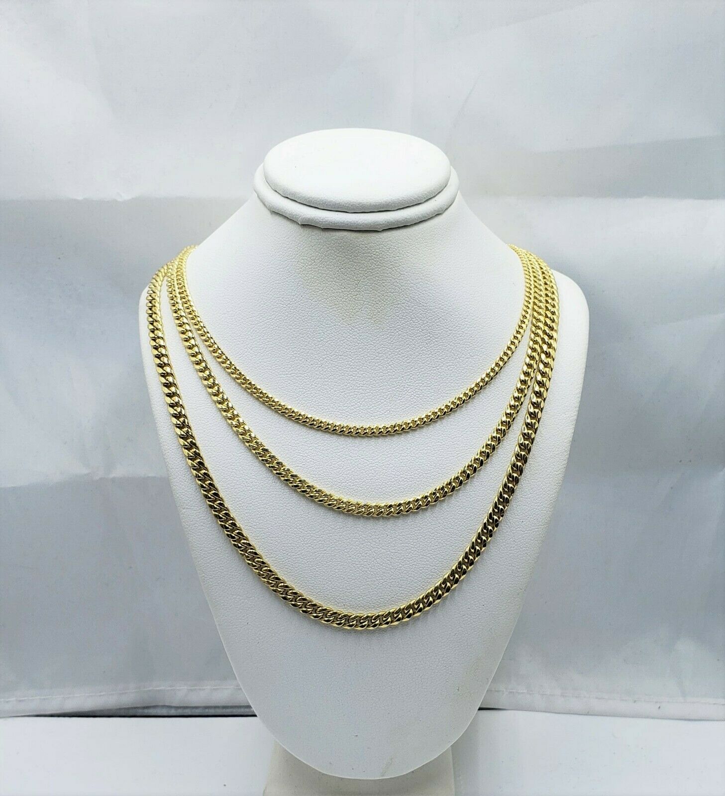 SOLID 14K Yellow Gold Chain Miami Cuban Necklace Men Women 22 24 26 28 Inch,Rope