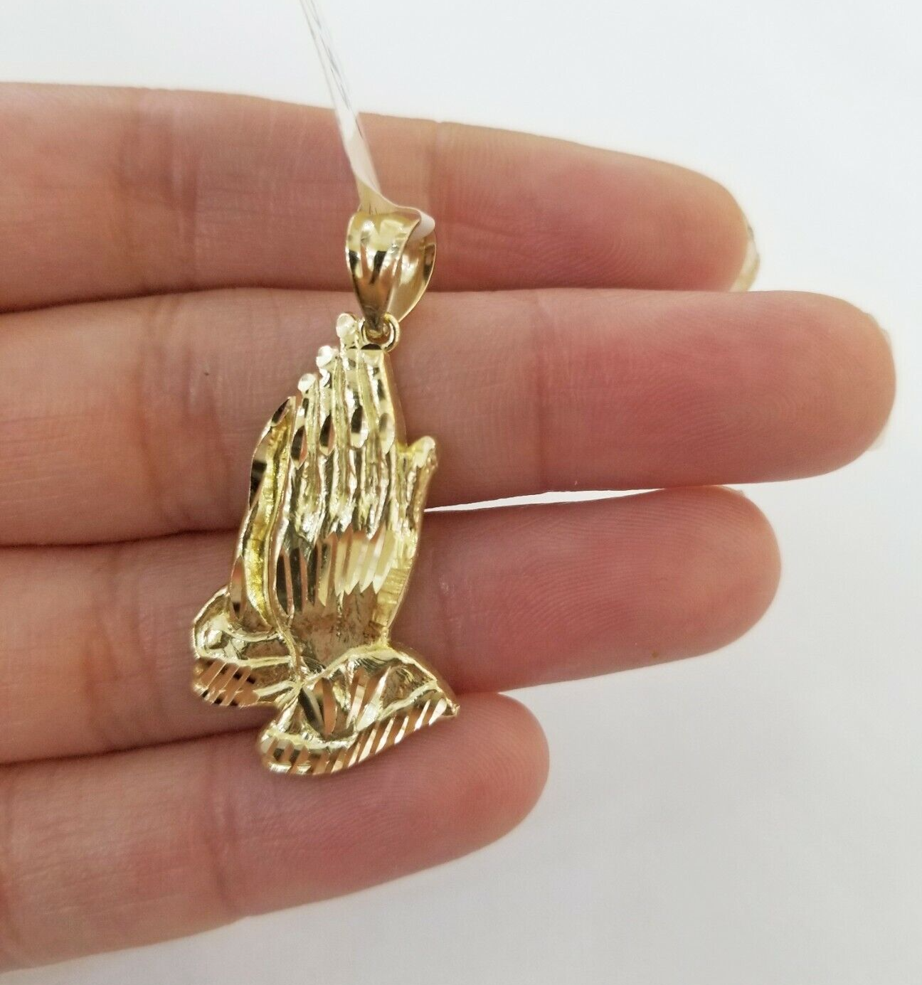 10k Yellow Gold Charm Pendant Praying hand REAL 10kt For chain FREE SHIPPING