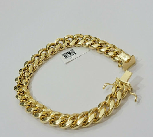 Real 14kt Gold Bracelet Miami Cuban Link 11mm 7.5"Inch Box Lock, Mens 14k STRONG