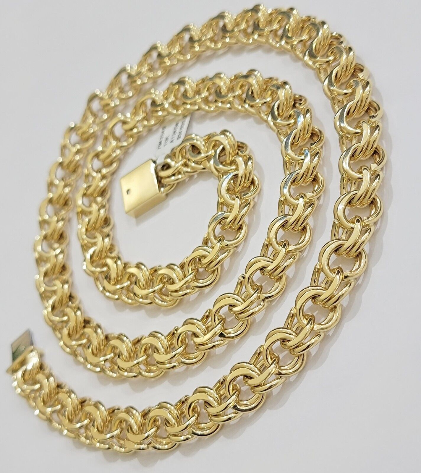 10k Yellow Gold Chino Chain Solid Link Necklace 11mm 22"-26" Real 10kt Box Clasp