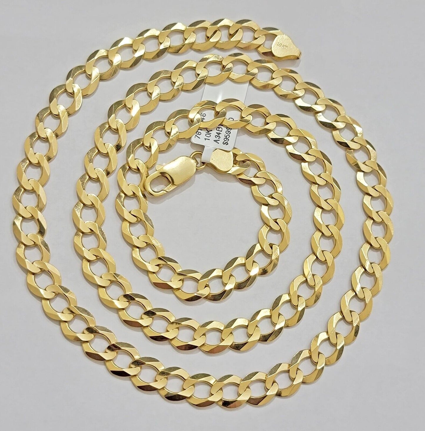 Real 10k Yellow Gold Cuban Curb Link Chain Necklace 10mm 20"- 30" 10kt SOLID