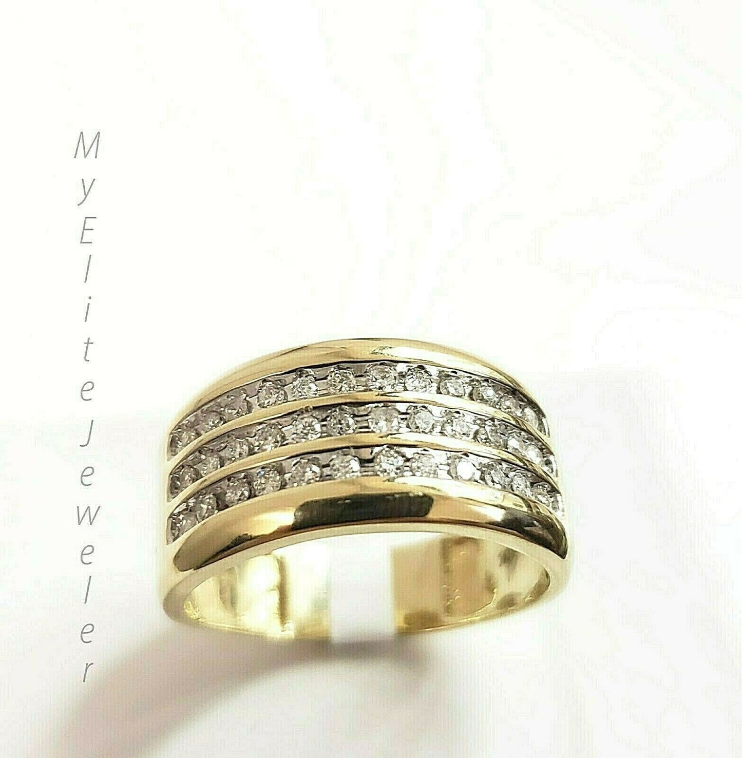 Mens 1/2CT Diamond Ring 10K Solid Gold Band Size 10 Thick Bands, 100% GENUINE