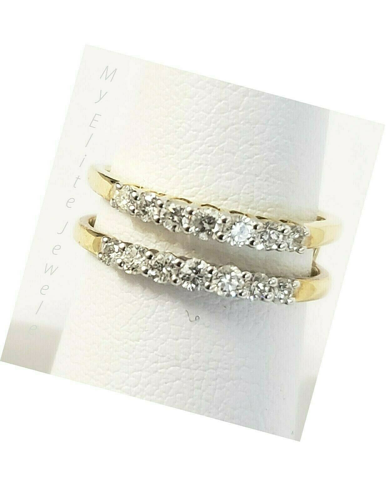 Real 14K Gold 1/2CT Diamond Ladies Ring Solitaire Guard Wrap Band Size7 Enhancer