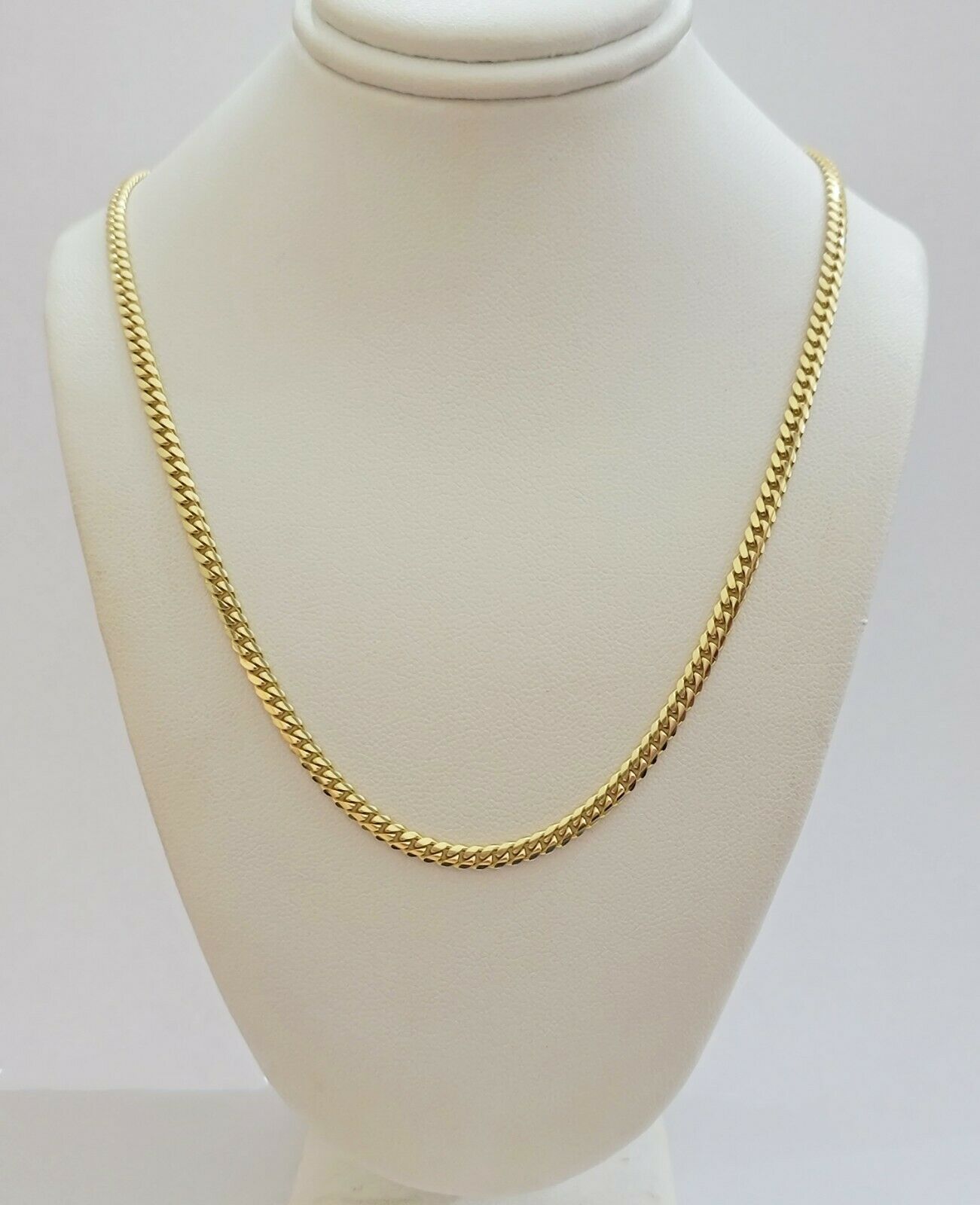 Real 10k Gold Chain Miami Cuban Solid Link Necklace 20" 22" 24" Inch 3mm 10KT