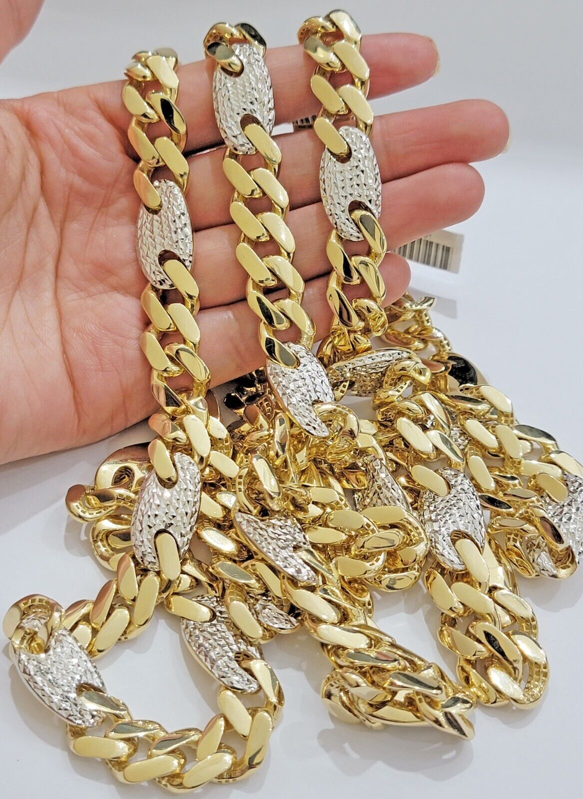 12mm Miami Cuban Mariner Link Chain Necklace Diamond Cuts Real 10K Yellow Gold