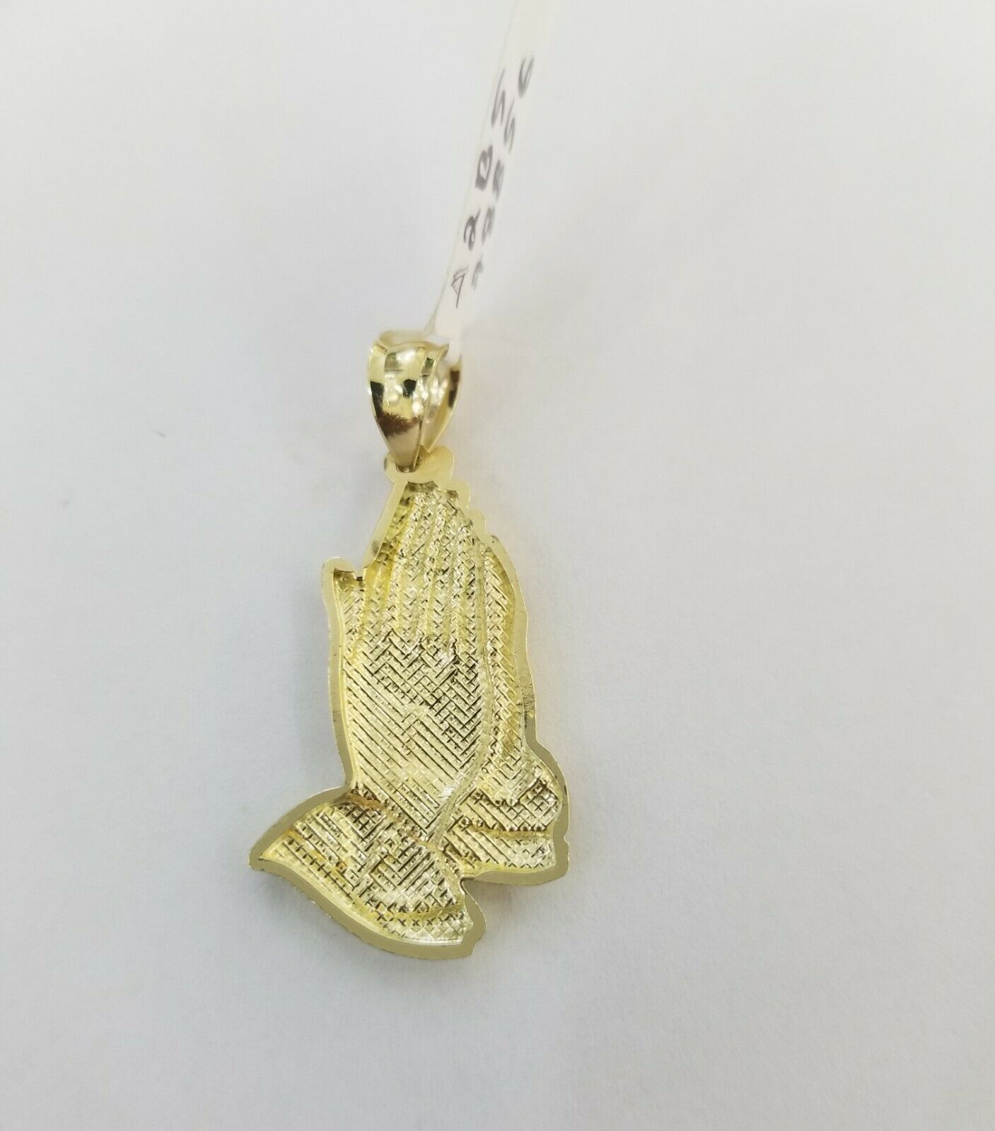 Real 10k Yellow Gold Chain & Charm Praying hand pendant , 24" 3mm Rope Necklace