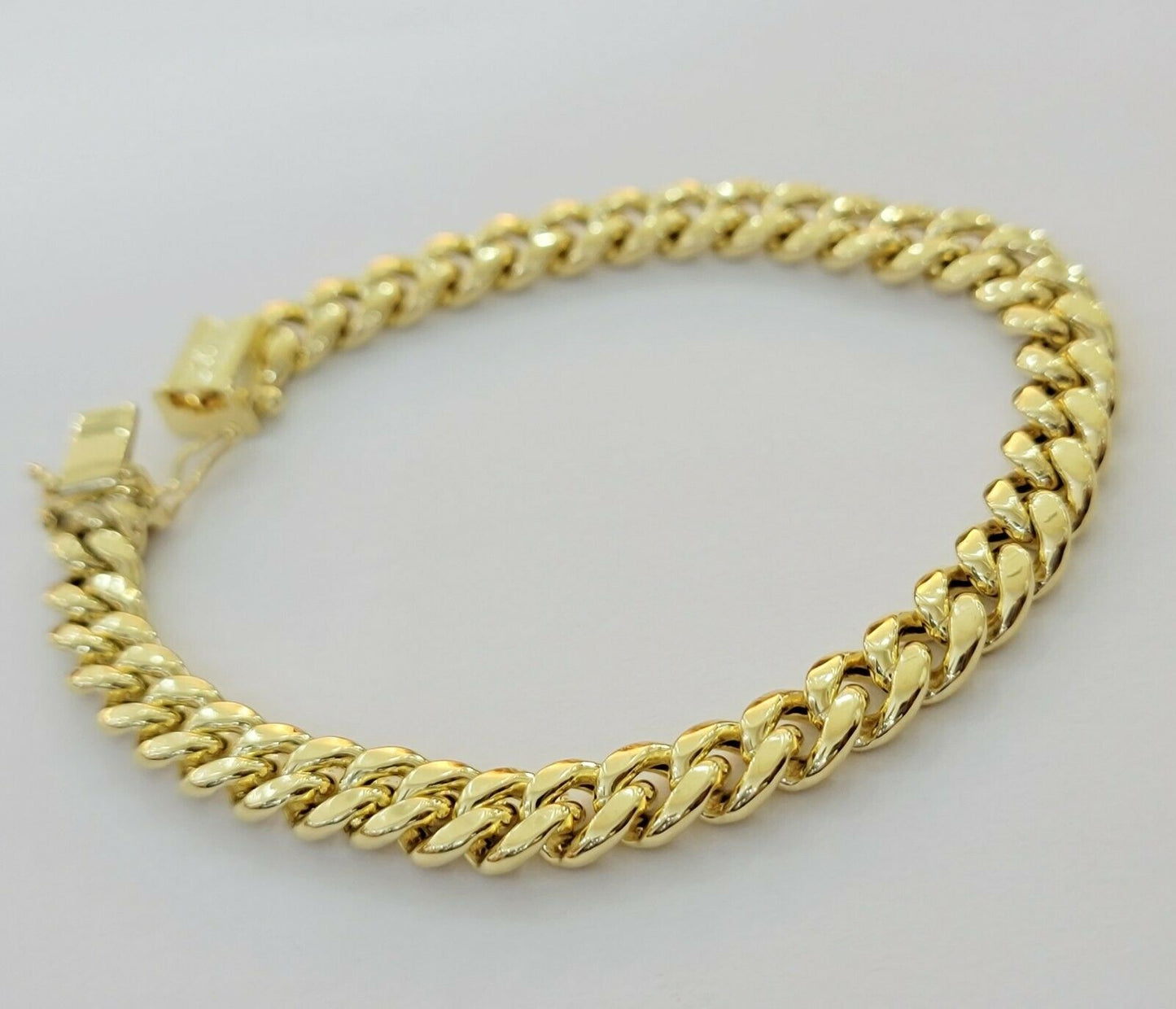 Real Gold Ladies Bracelet Miami Cuban Link 7" 8mm REAL 10kt Yellow Gold Women 10k