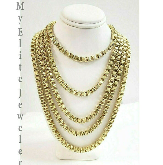 Mens 10K Yellow Gold Byzantine Chain Necklace 18"- 30 Inch 5mm