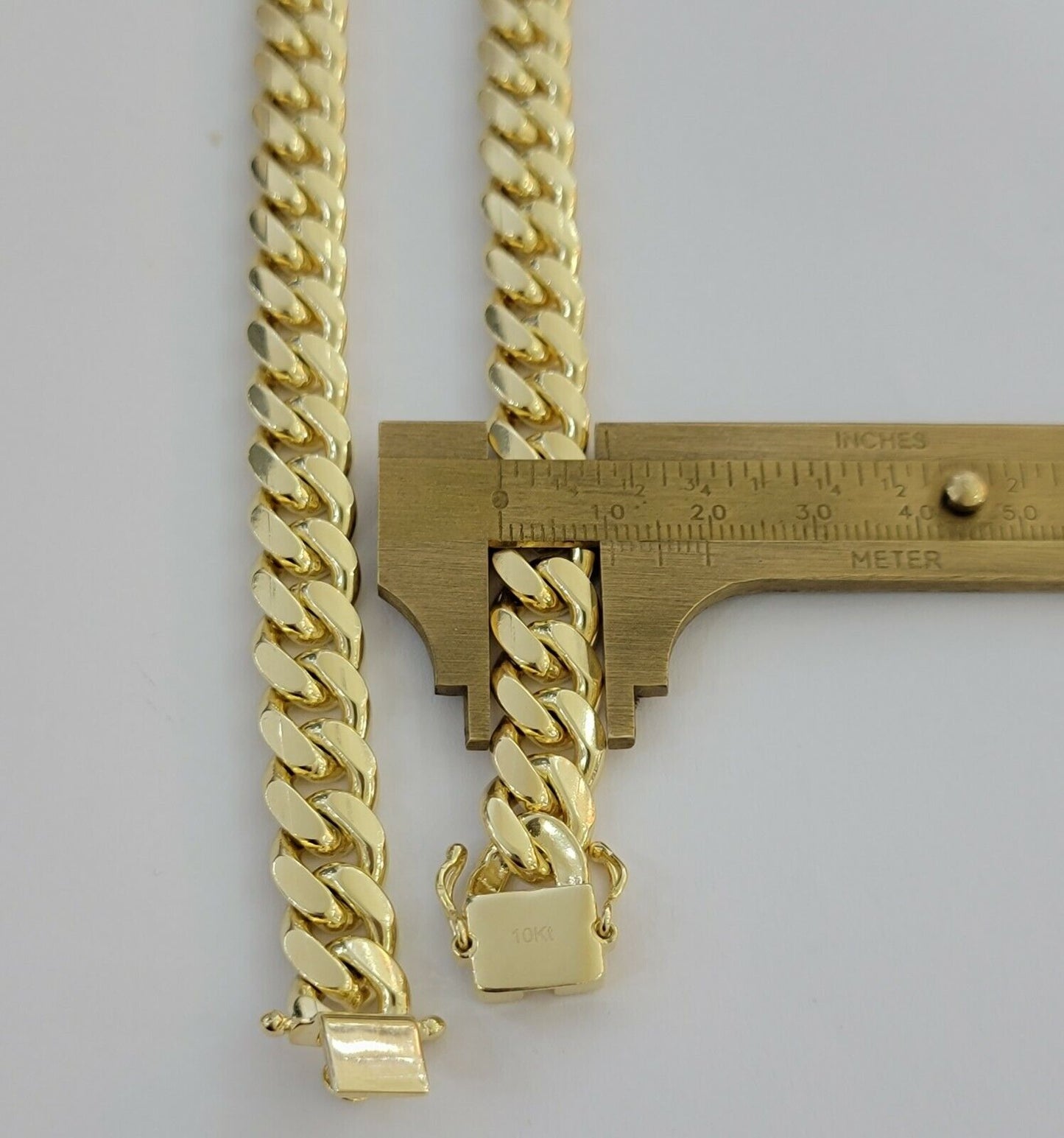 Solid 10k Gold Chain 10mm Miami Cuban Link Necklace 24" Men's Box Lock REAL 10kt