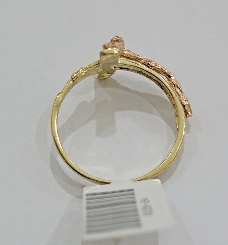 Ladies Ring 10k Yellow Rose Gold Jesus Cross REAL Crucifix Unique Band For SALE