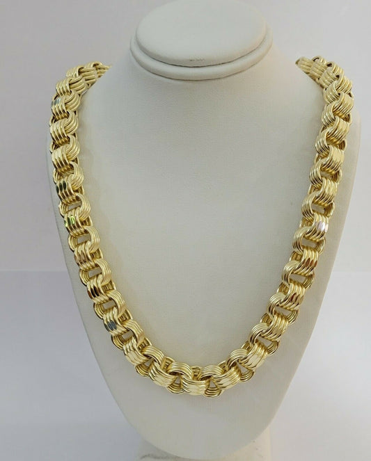 Mens Byzantine Chain 10k Gold Necklace 11mm 22" 24" 26" 28" 30" 10kt Yellow Gold