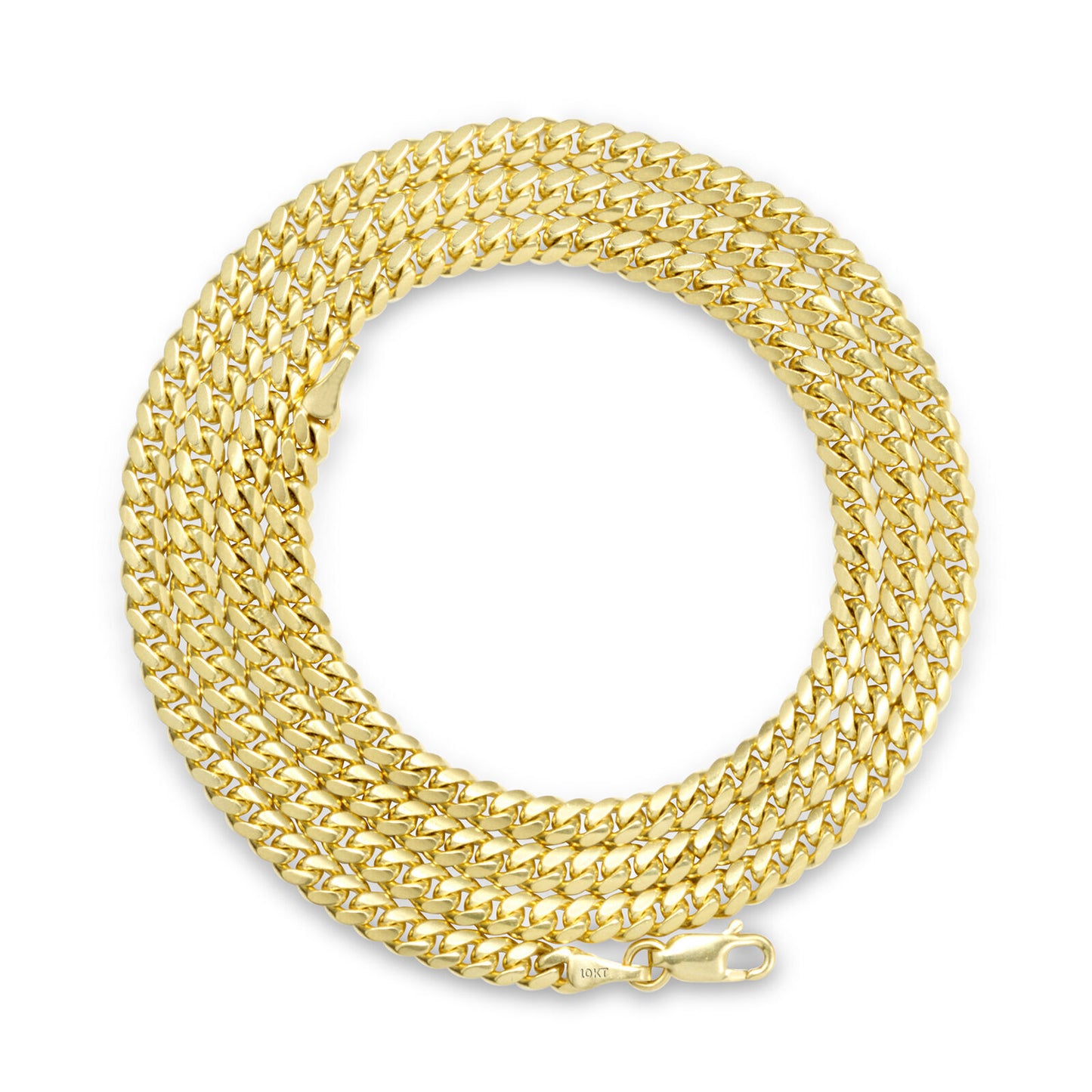 Real 10k Yellow Gold Chain Miami Cuban Link 4mm 16-26" Necklace For Pendant 10kt