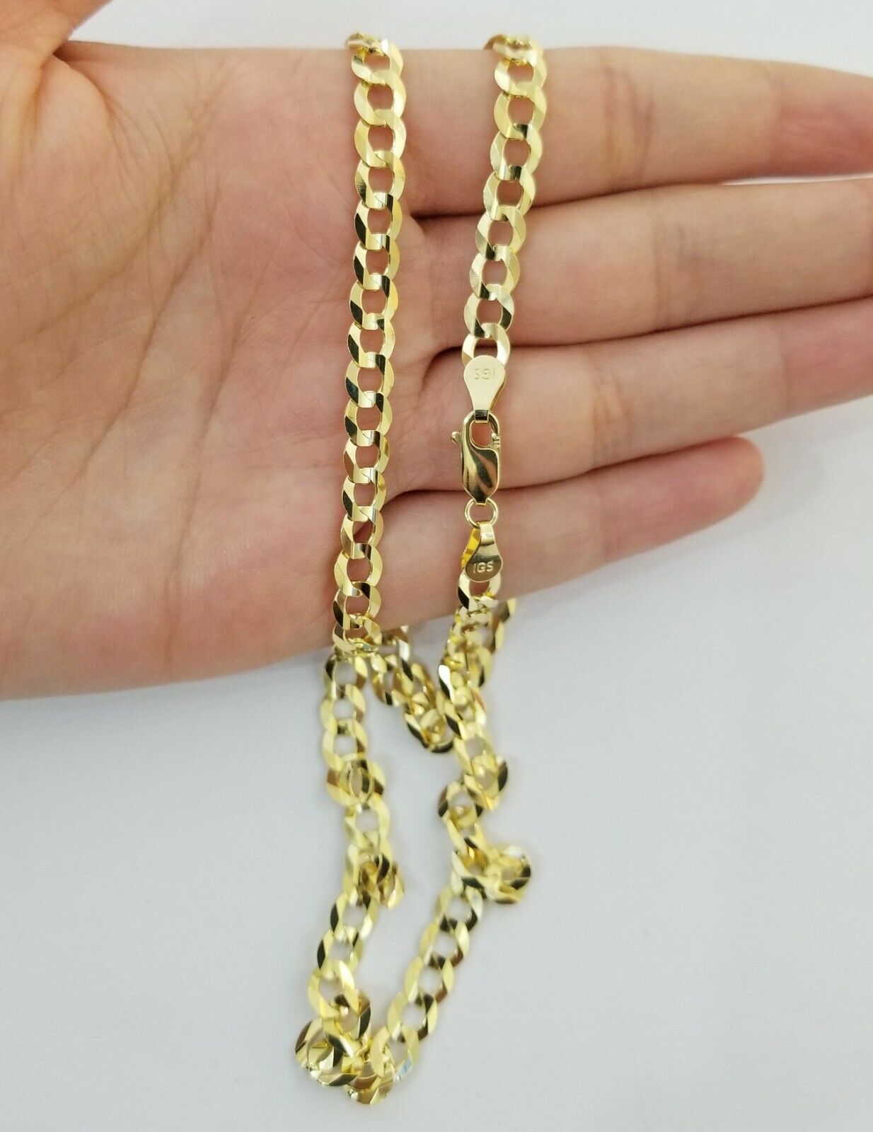 Real 14k Gold Chain Solid Cuban Curb Link Bracelet Necklace 3mm-10mm 7"-30" 14kt