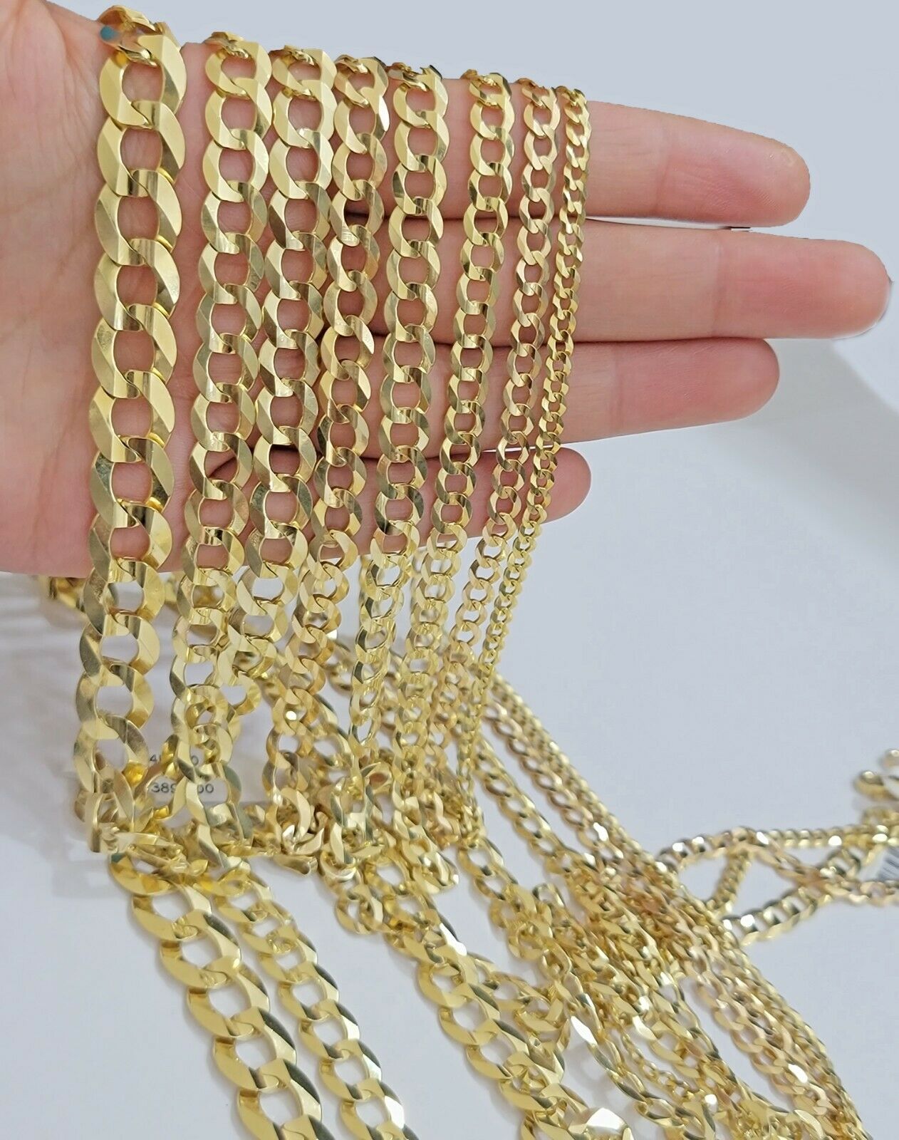 Real 14k Gold Chain Solid Cuban Curb Link Bracelet Necklace 3mm-10mm 7 ...