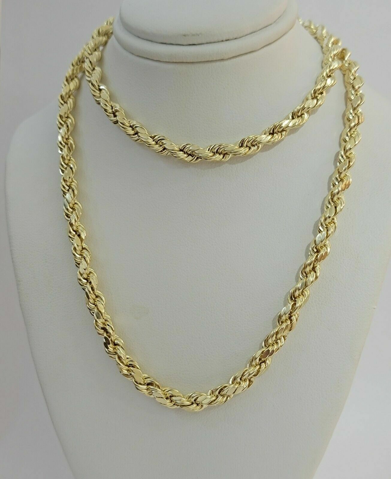 10k Yellow Gold Rope Chain Necklace 18"-30" Men Women 4mm-10mm Real Gold Hollow