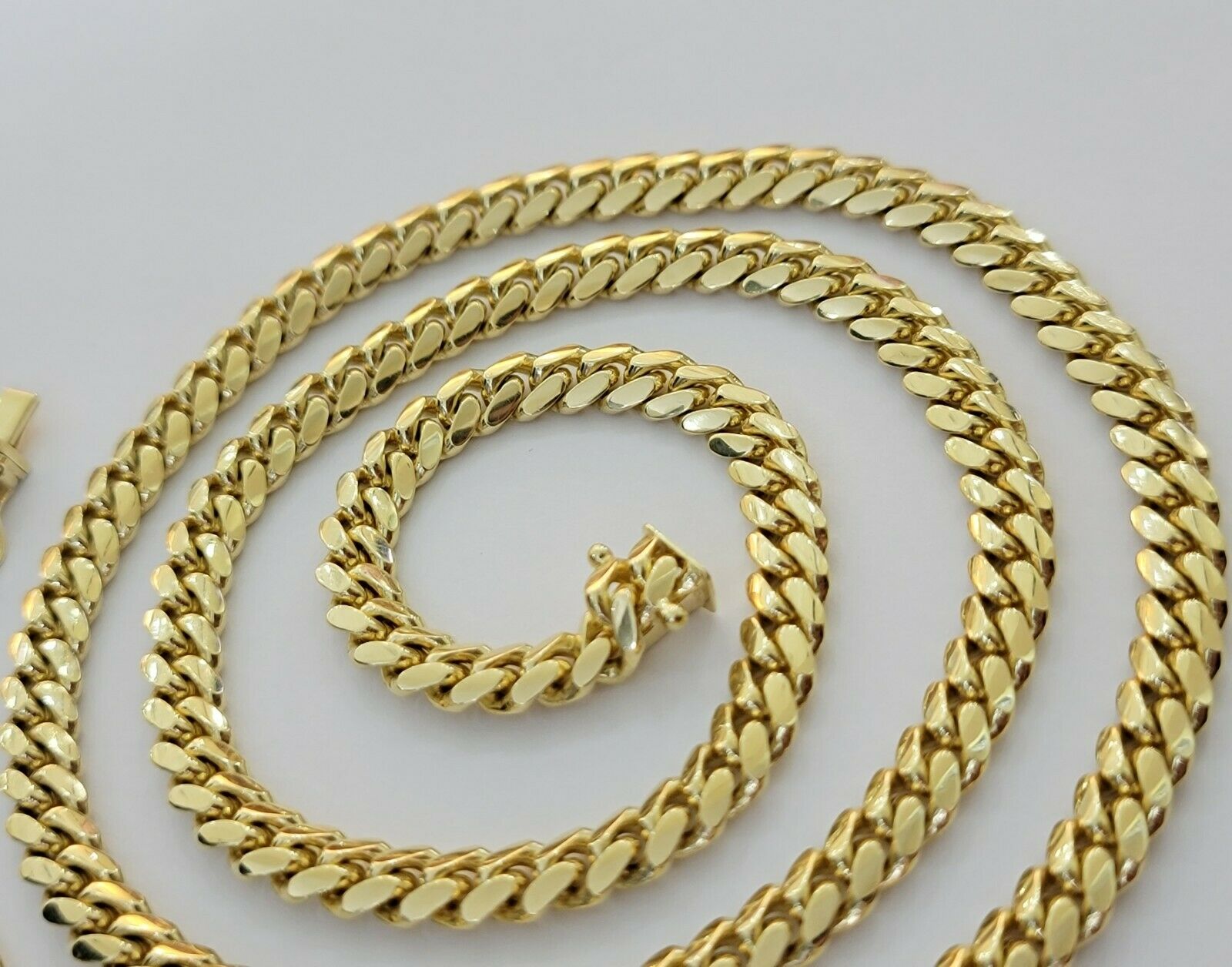 SOLID 14k Gold Miami Cuban link Chain Necklace 18"- 26" 3mm-6mm  REAL 14kt Strong