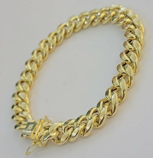 Men 10k Gold Miami Cuban Bracelet 11mm Thick 7.5" Box Lock10kt  Yellow Gold REAL