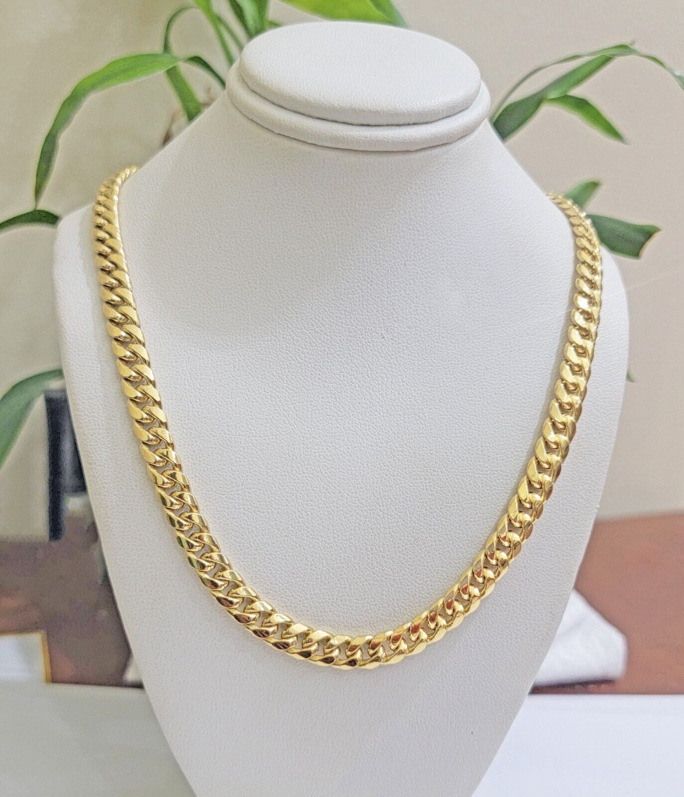 10k Gold Necklace 7mm 18 Inch Short Miami Cuban Link Chain REAL 10kt Yellow Gold