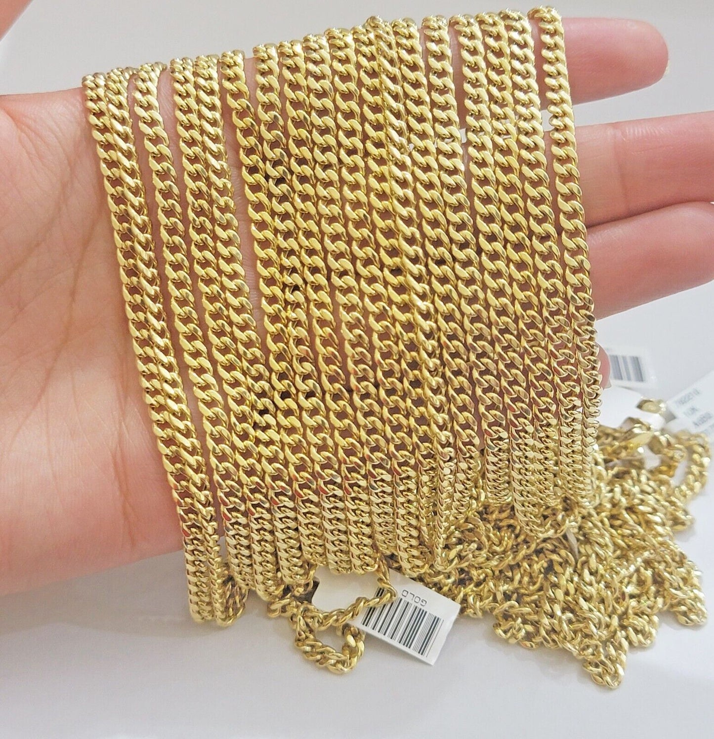 Real 10k Yellow Gold Chain Miami Cuban Link 4mm STRONG Necklace For Pendant 10kt