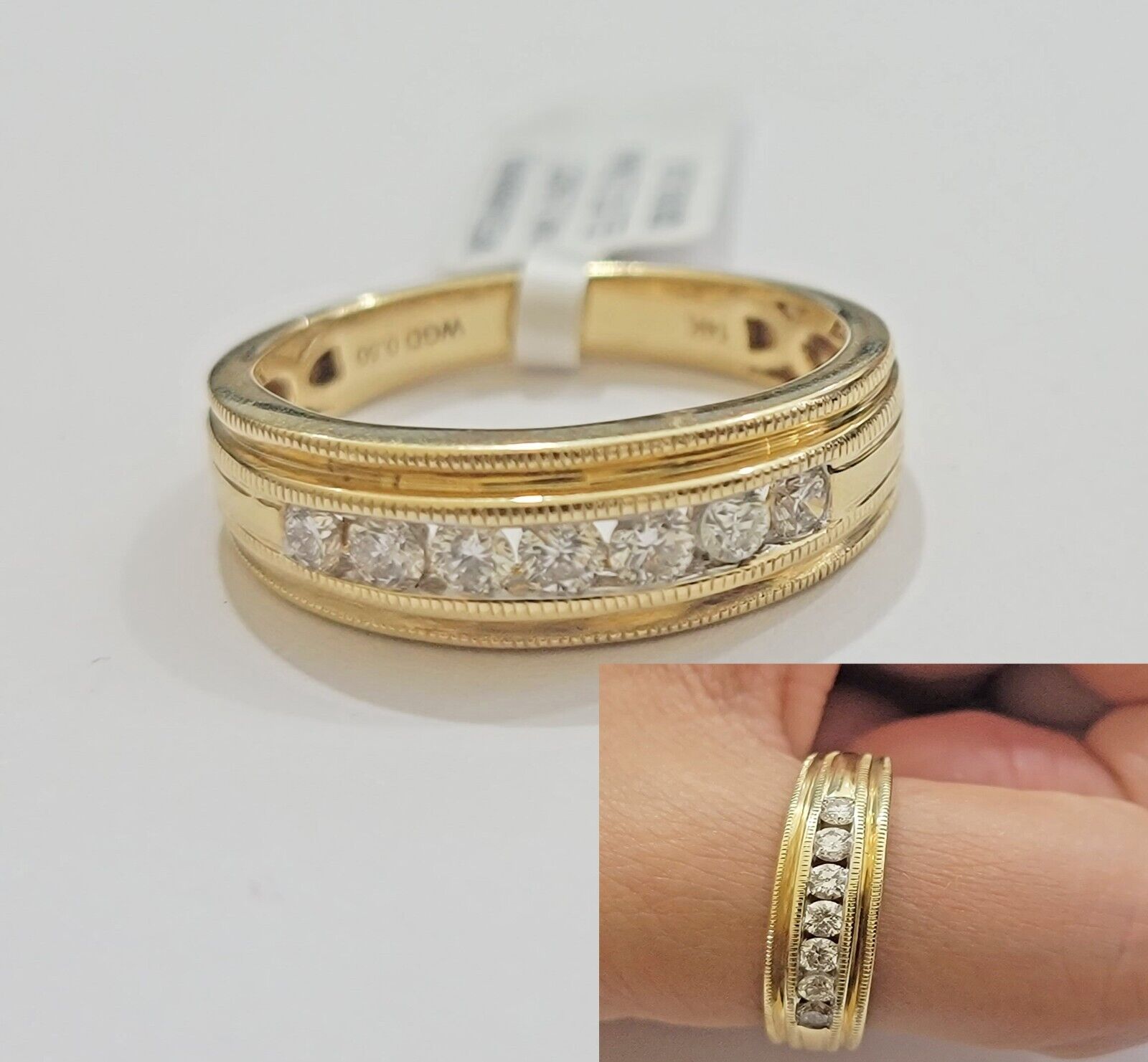 Real 14k Yellow Gold Band 1/2 CT Diamonds Men's Wedding Engagement Ring Size 10