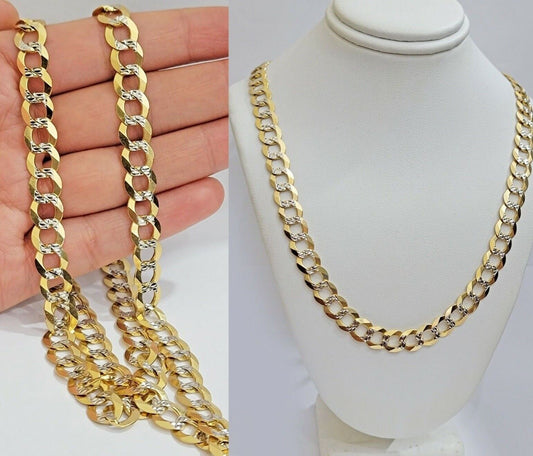 14k Yellow Gold Necklace Chain Cuban Curb Link 9mm 24" Inch Diamond Cut SOLID