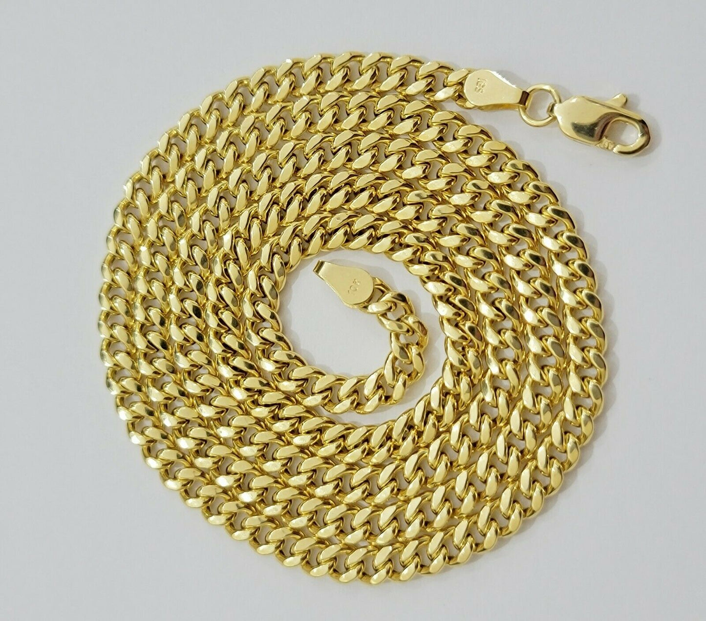 Real 10kt Gold Cuban Link Chain Pendant Set 26" 3.5mm Necklace World Map Charm