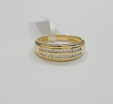 Real 10k Gold & Diamond Men's Band Wedding Engagement Ring REAL 10kt Yellow Gold