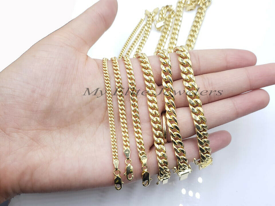 REAL 14k Gold Bracelet Men Women Cuban Link 7.5 8 8.5 9 Inch 2-8 mm Box Lock