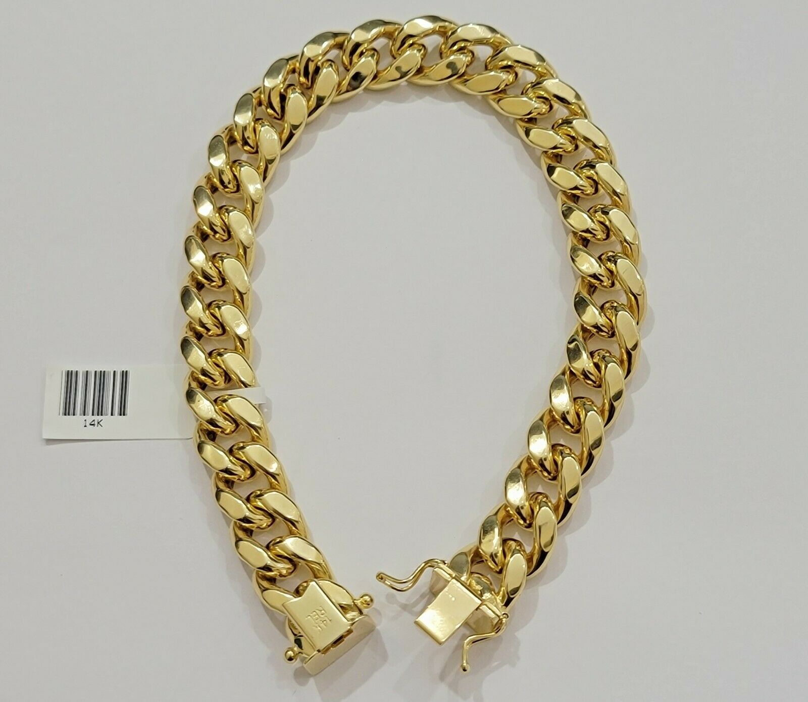 Real 14k Gold Bracelet 11mm Miami Cuban Link 8.5" ,Box Clasp, Men's 14kt ,STRONG