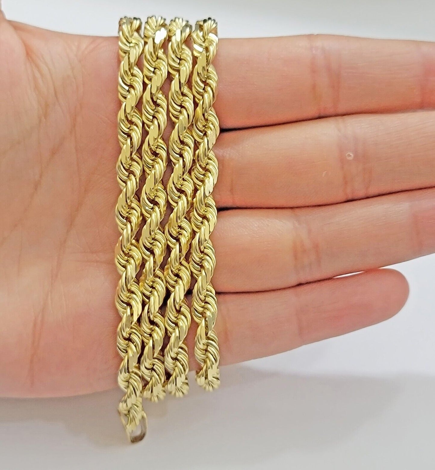 6mm Rope Chain Necklace 10k Yellow Gold Solid 24" Dimond Cut GURANTEED REAL GOLD