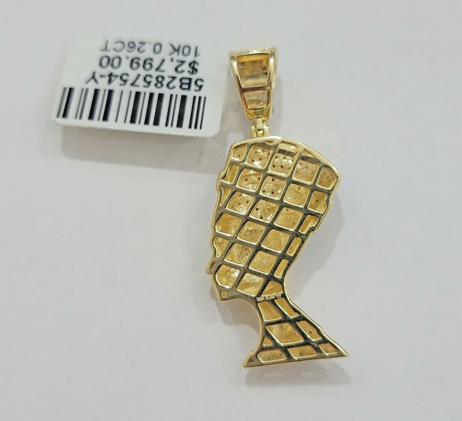REAL 10k Gold Rope Chain Diamond Pendant Pharaoh Head SET 3mm Necklace 18