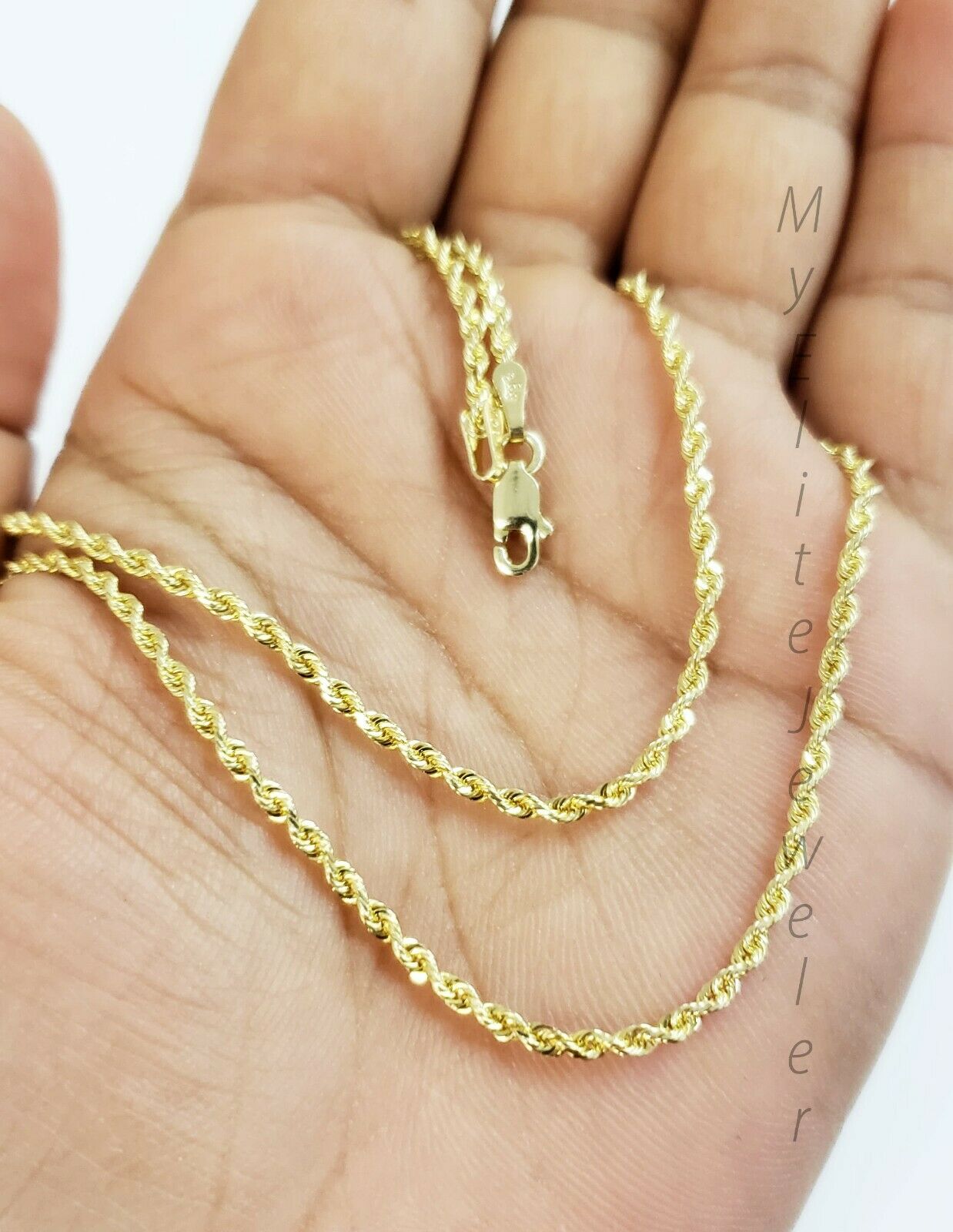 SOLID 10kt Yellow Gold Rope Chain 2mm Necklace 22" Lobster Lock Real 10 carat