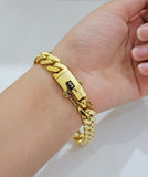 Real 10k Gold Miami Cuban Royal Link Bracelet 11mm 9" Shiny Plain Monaco, 10kt