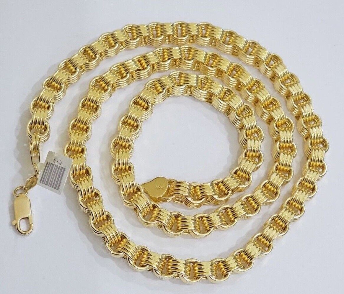 Real Gold Box Byzantine Chain Necklace 7.5mm 10K Yellow 20 Inches Men 10KT SALE