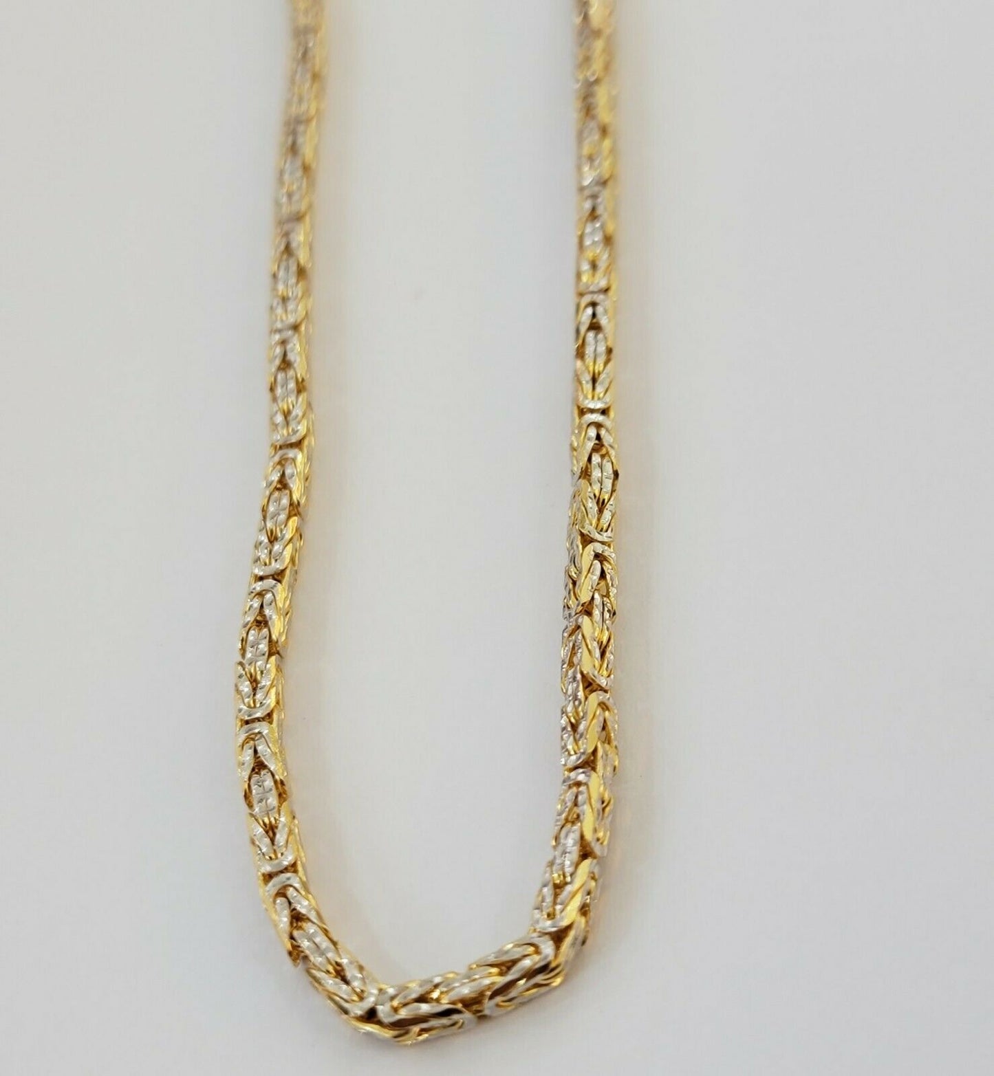 REAL 10K Gold Solid Byzantine Chain Necklace 24" 3mm 10kt Yellow Gld Diamond cut