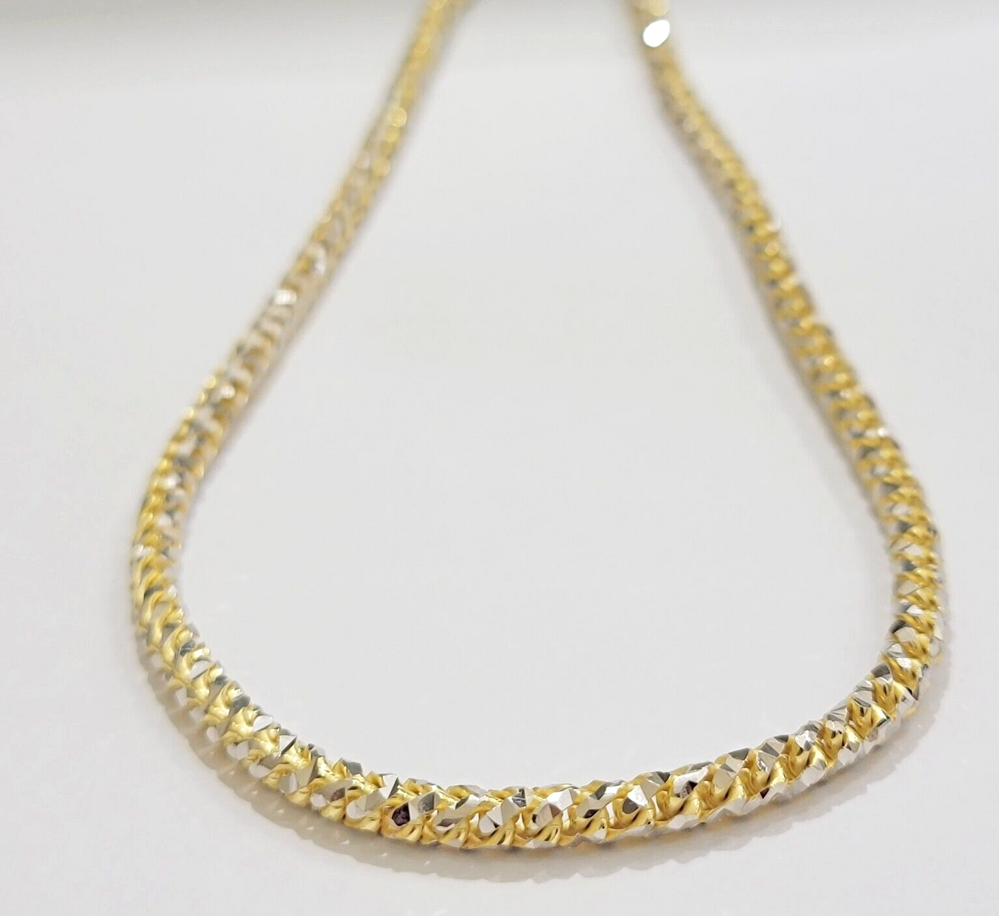 Solid 10k Yellow Gold Palm Box Chain Necklace Diamond cuts 4mm 26" Real 10KT