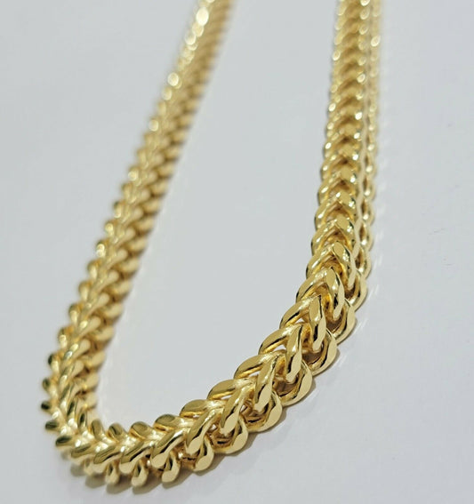 Real 10K Gold Franco Chain Men's Necklace 24" Necklace 7mm Thick, 10 KT STRONG